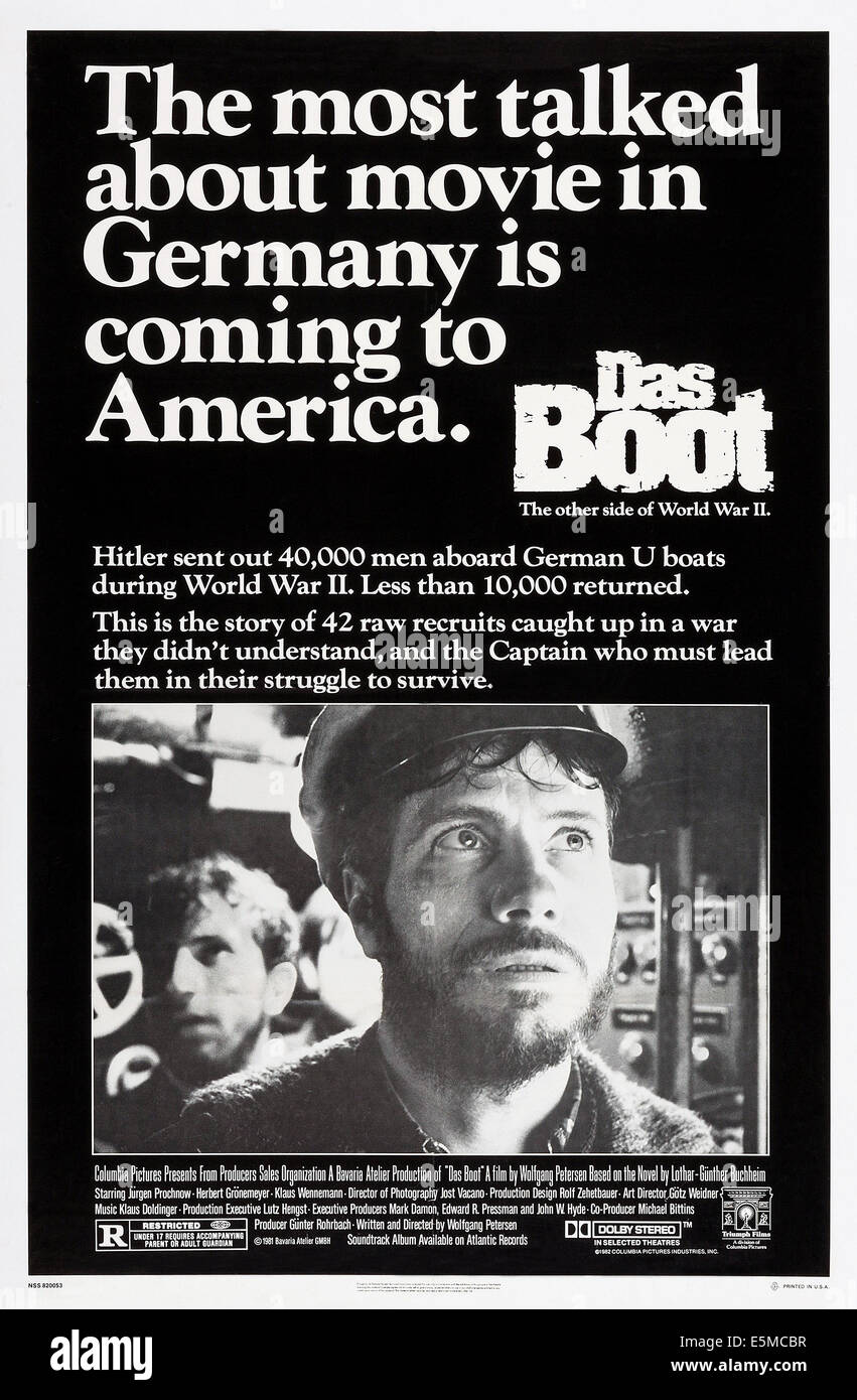 DAS BOOT, Jurgen Prochnow on poster art, 1981, ©Columbia Pictures/courtesy Everett Collection Stock Photo