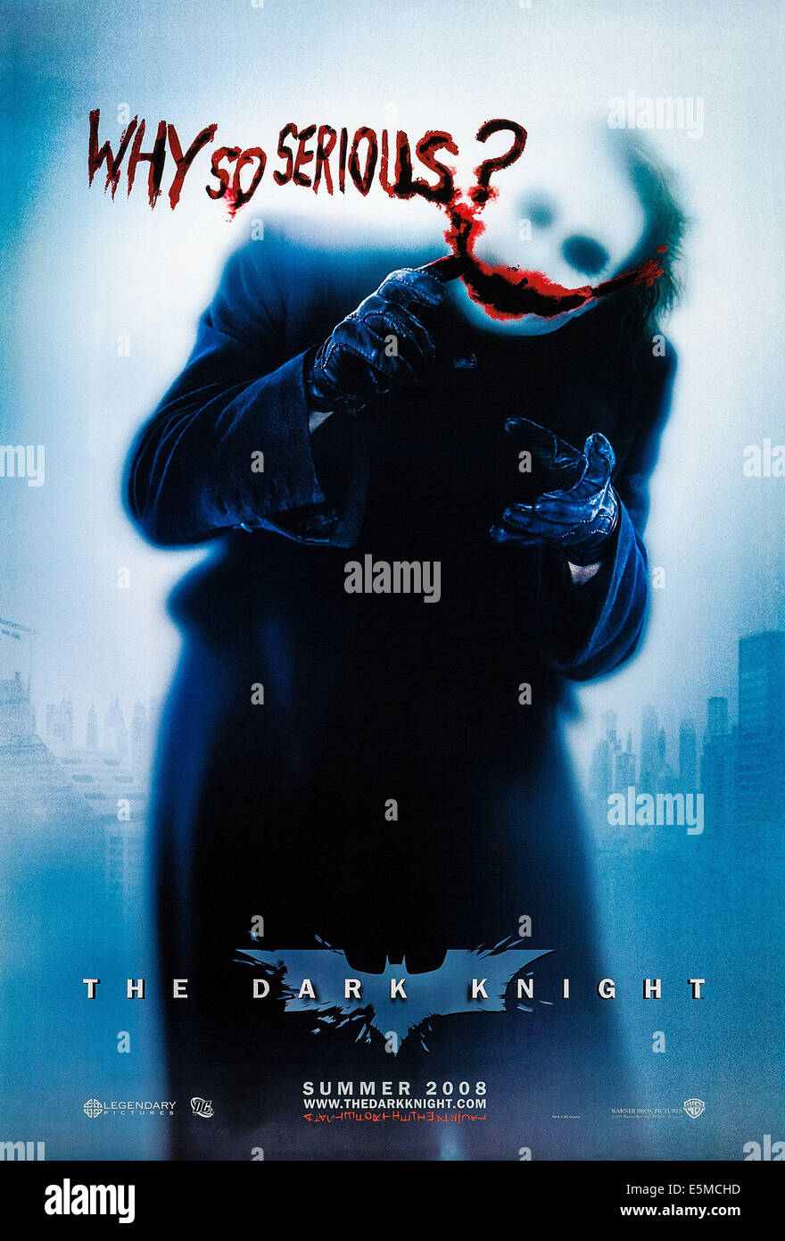 THE DARK KNIGHT, Heath Ledger on US advance poster art, 2008, ©Warner Bros. Pictures/courtesy Everett Collection Stock Photo