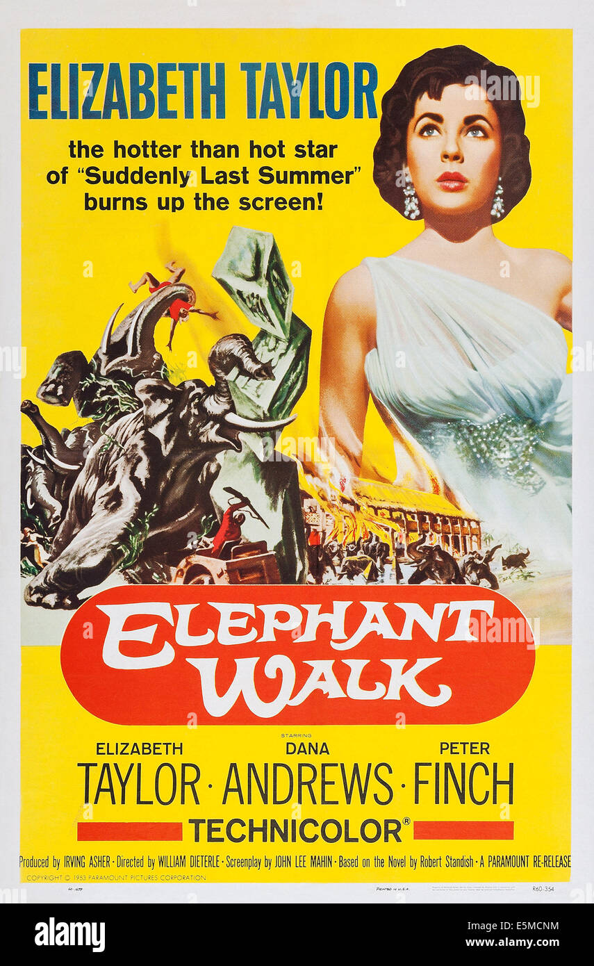 ELEPHANT WALK, Elizabeth Taylor on poster art, 1954 Stock Photo Alamy