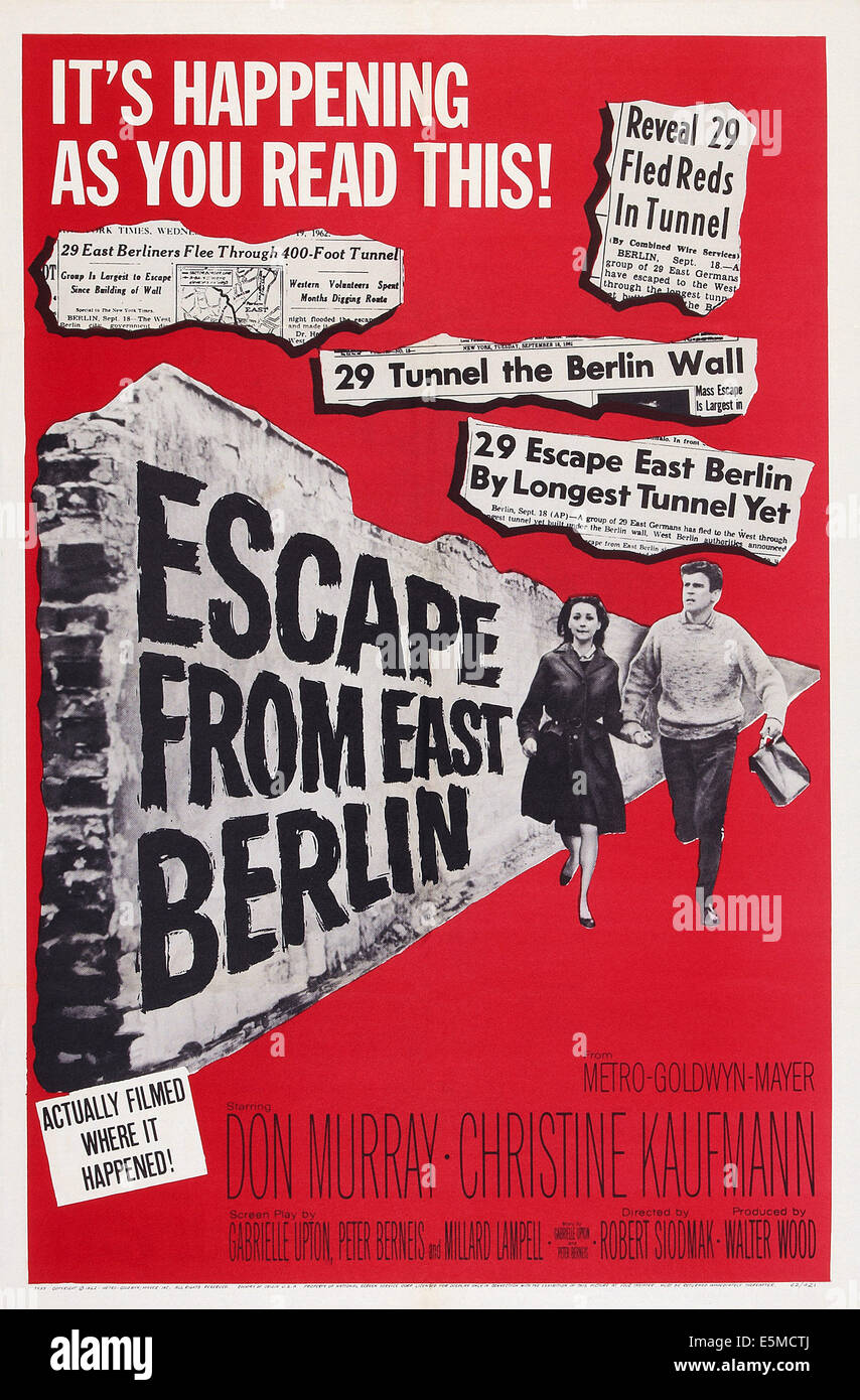ESCAPE FROM EAST BERLIN, poster art, l-r: Christine Kaufmann, Don Murray, 1962. Stock Photo