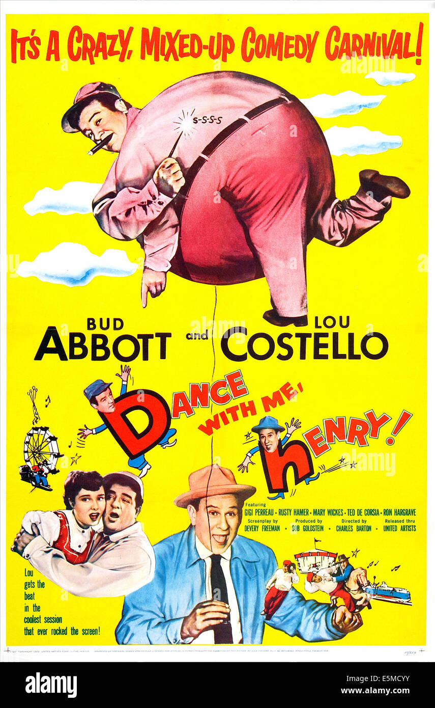 DANCE WITH ME, HENRY!, US poster, Lou Costello (top center), Bud Abbott