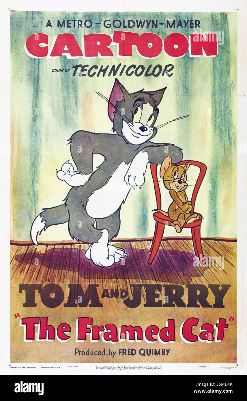THE FRAMED CAT, U.S. poster art, Tom and Jerry, 1950 Stock Photo
