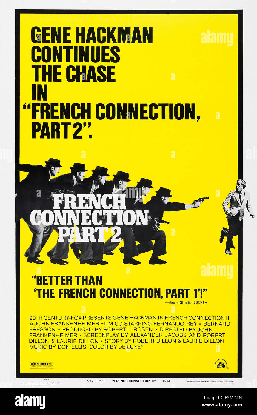 FRENCH CONNECTION II, US poster art, Gene Hackman, (right), 1975, TM