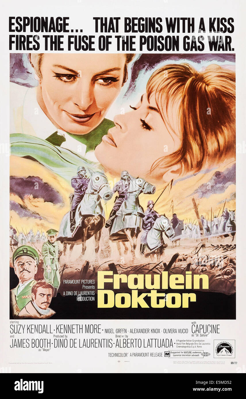 FRAULEIN DOKTOR, US poster art, top, from left: Capucine, Suzy Kendall, 1969 Stock Photo
