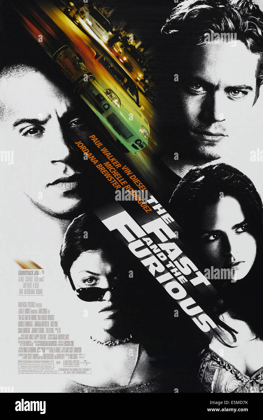 THE FAST AND THE FURIOUS, US poster art, clockwise from top right: Paul Walker, Jordana Brewster, Michelle Rodriguez, Vin Stock Photo