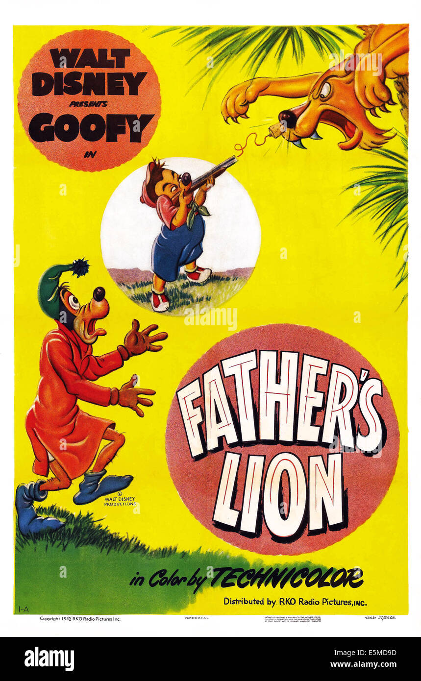 FATHER'S LION, US poster, Goofy (left), 1952 Stock Photo