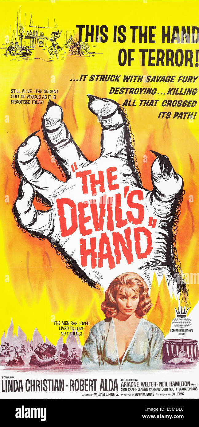 THE DEVIL'S HAND, bottom: Linda Christian on poster art, 1962. Stock Photo