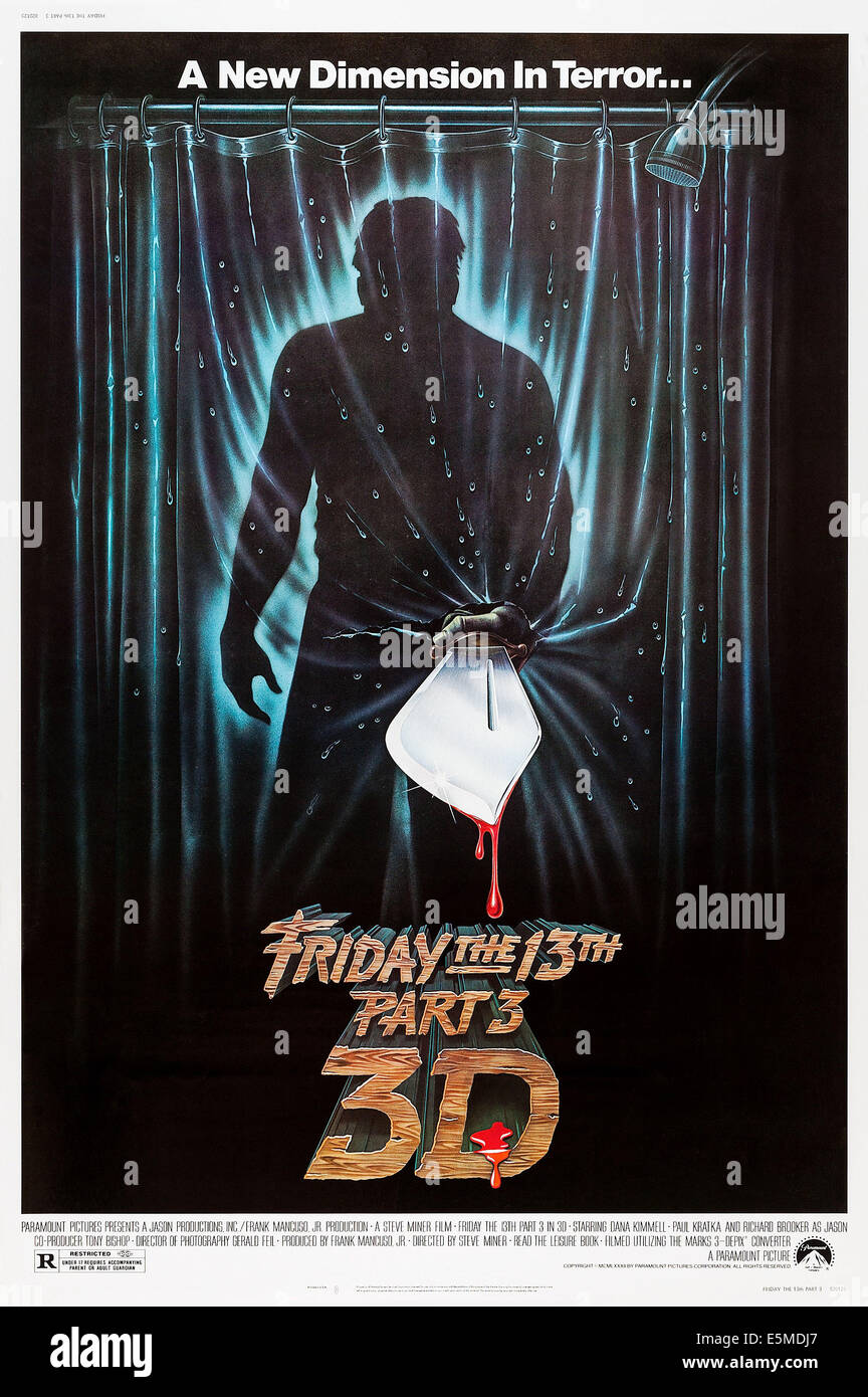 FRIDAY THE 13TH PART 3: 3-D, (aka FRIDAY THE 13TH PART III: 3D), US poster  art, 1982. © Paramount / Courtesy: Everett Collection Stock Photo - Alamy