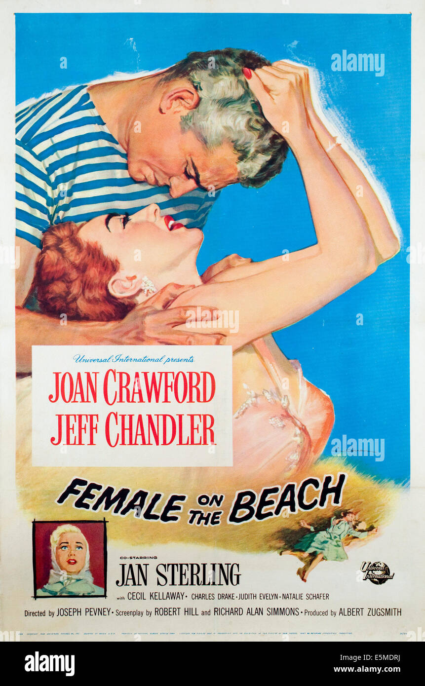 FEMALE ON THE BEACH, Jeff Chandler, Joan Crawford, Jan Sterling, 1955 Stock Photo