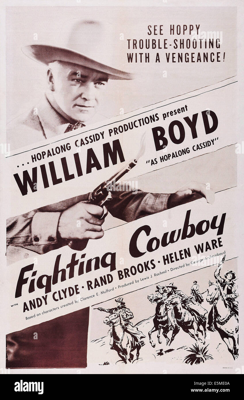 THE FIGHTING COWBOY, William Boyd on poster art, ca. 1950s. Stock Photo