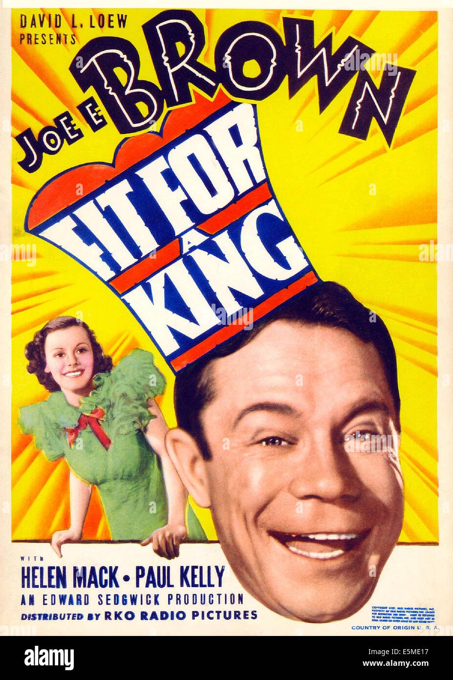 FIT FOR A KING, US poster art, from left: Helen Mack, Joe E. Brown, 1937 Stock Photo