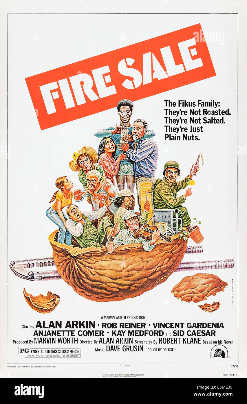 FIRE SALE, US poster art, standing, from left:  Barbara Dana, Kay Medford, Vincent Gardenia, Anjanette Comer, Byron Stewart, Stock Photo