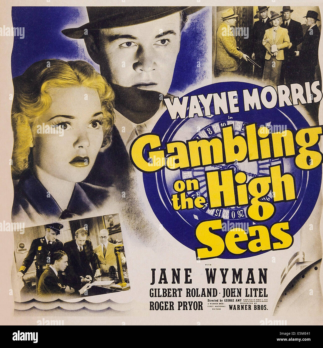 GAMBLING ON THE HIGH SEAS, US poster art, from left: Jane Wyman, Wayne Morris, 1940 Stock Photo