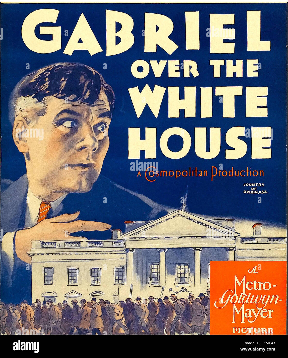 GABRIEL OVER THE WHITE HOUSE, Walter Huston on window card, 1933. Stock Photo