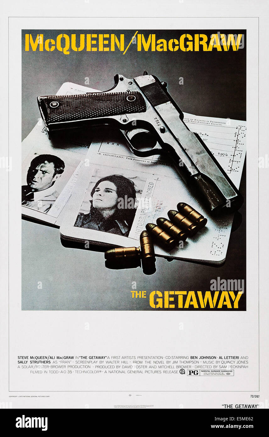 THE GETAWAY, US poster, from left: Steve McQueen, Ali MacGraw, 1972 Stock Photo
