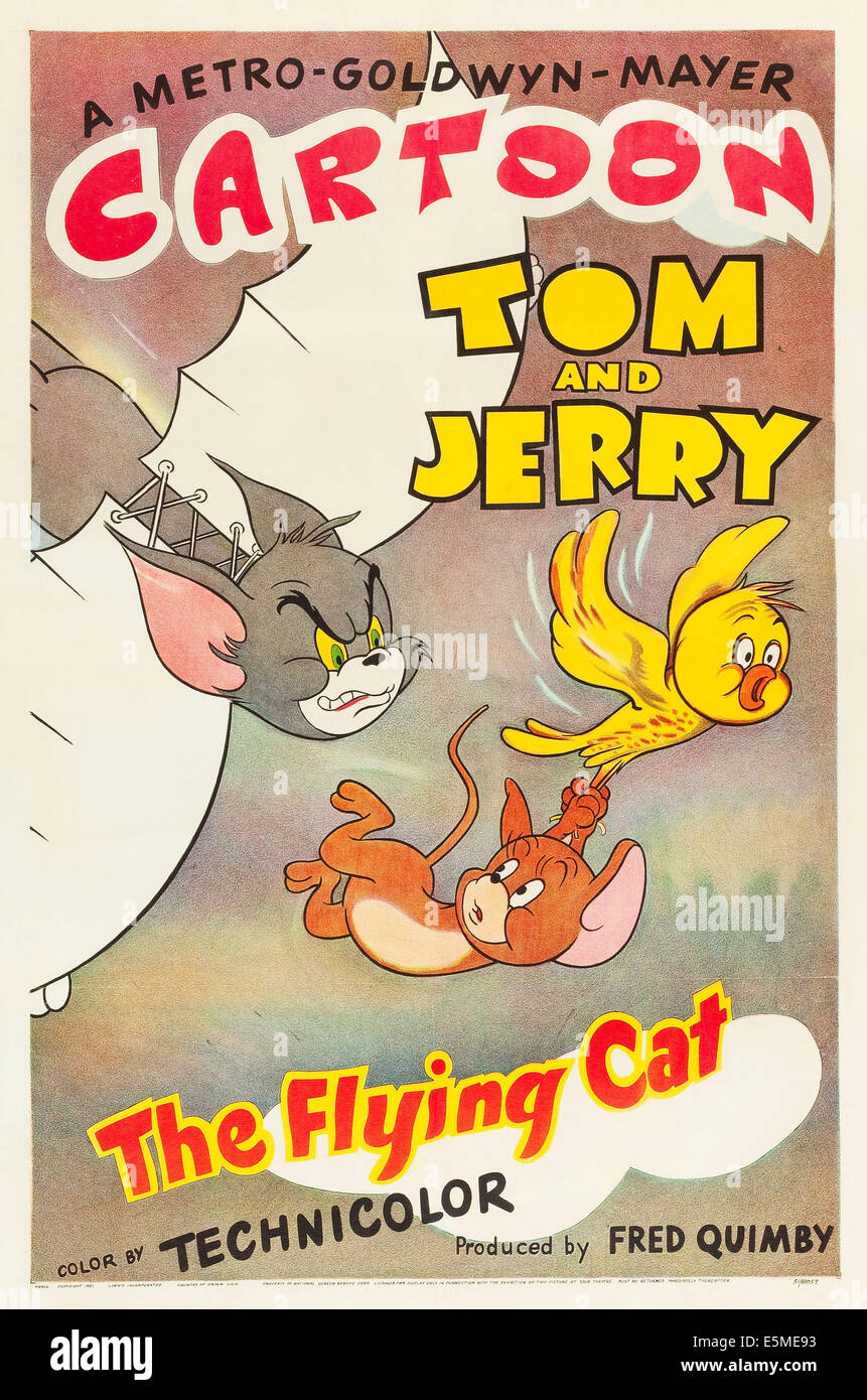 THE FLYING CAT, l-r: Tom, Jerry on poster art, 1951. Stock Photo