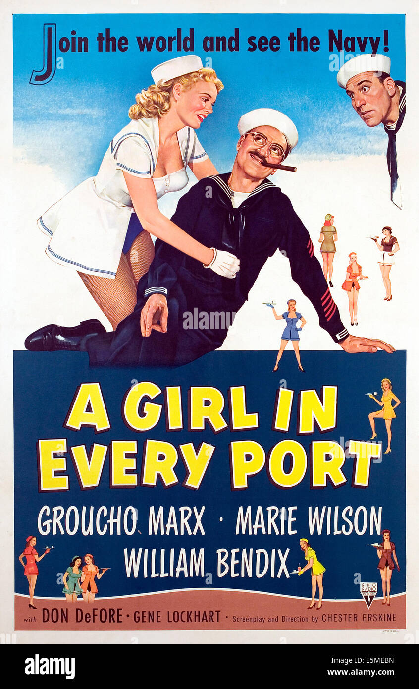 A GIRL IN EVERY PORT, Marie Wilson, Groucho Marx, William Bendix, 1952. Stock Photo
