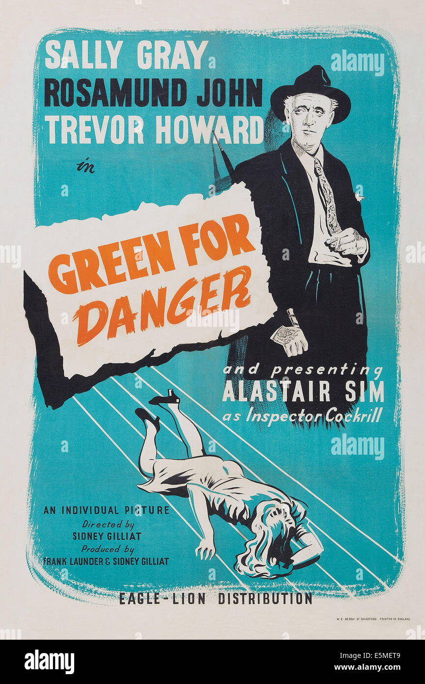 GREEN FOR DANGER, US poster art, Alastair Sim, 1946 Stock Photo