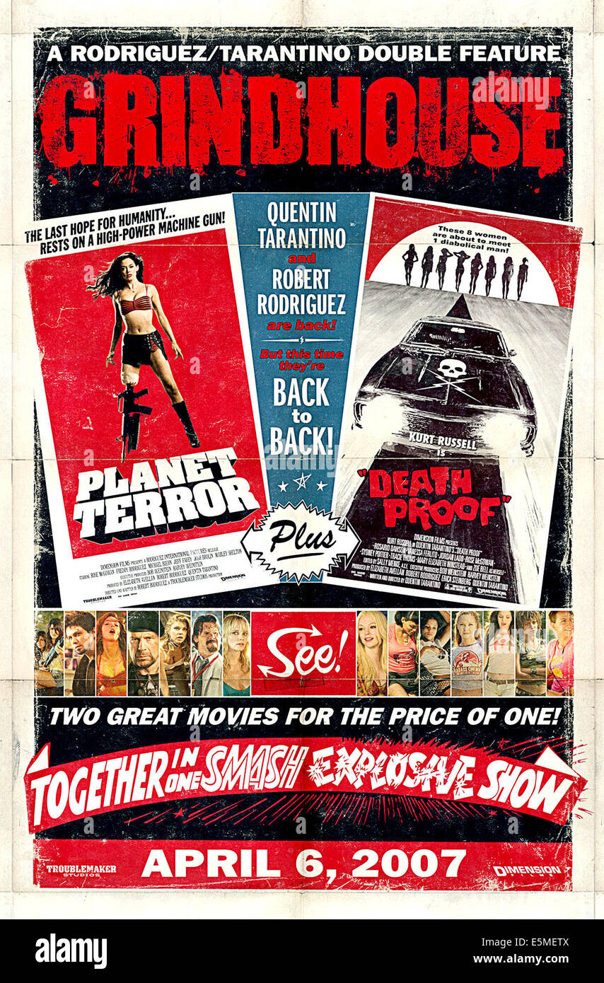 GRINDHOUSE, (DEATH PROOF and PLANET TERROR), Rose McGowan (top left), 2007. ©Weinstein Company LLC/Courtesy Everett Collection Stock Photo