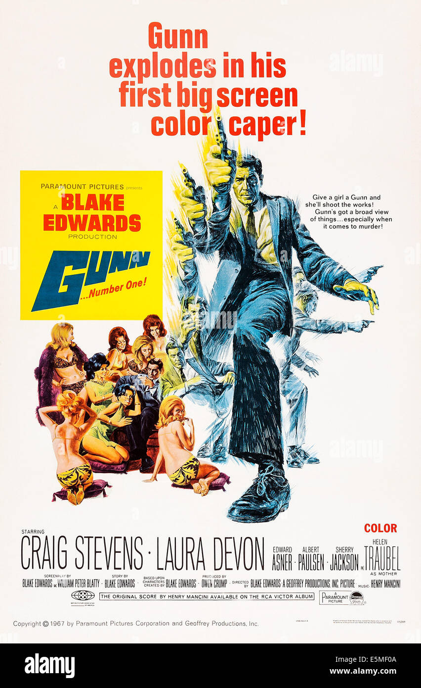 GUNN, US poster art, Craig Stevens, (center), 1967 Stock Photo
