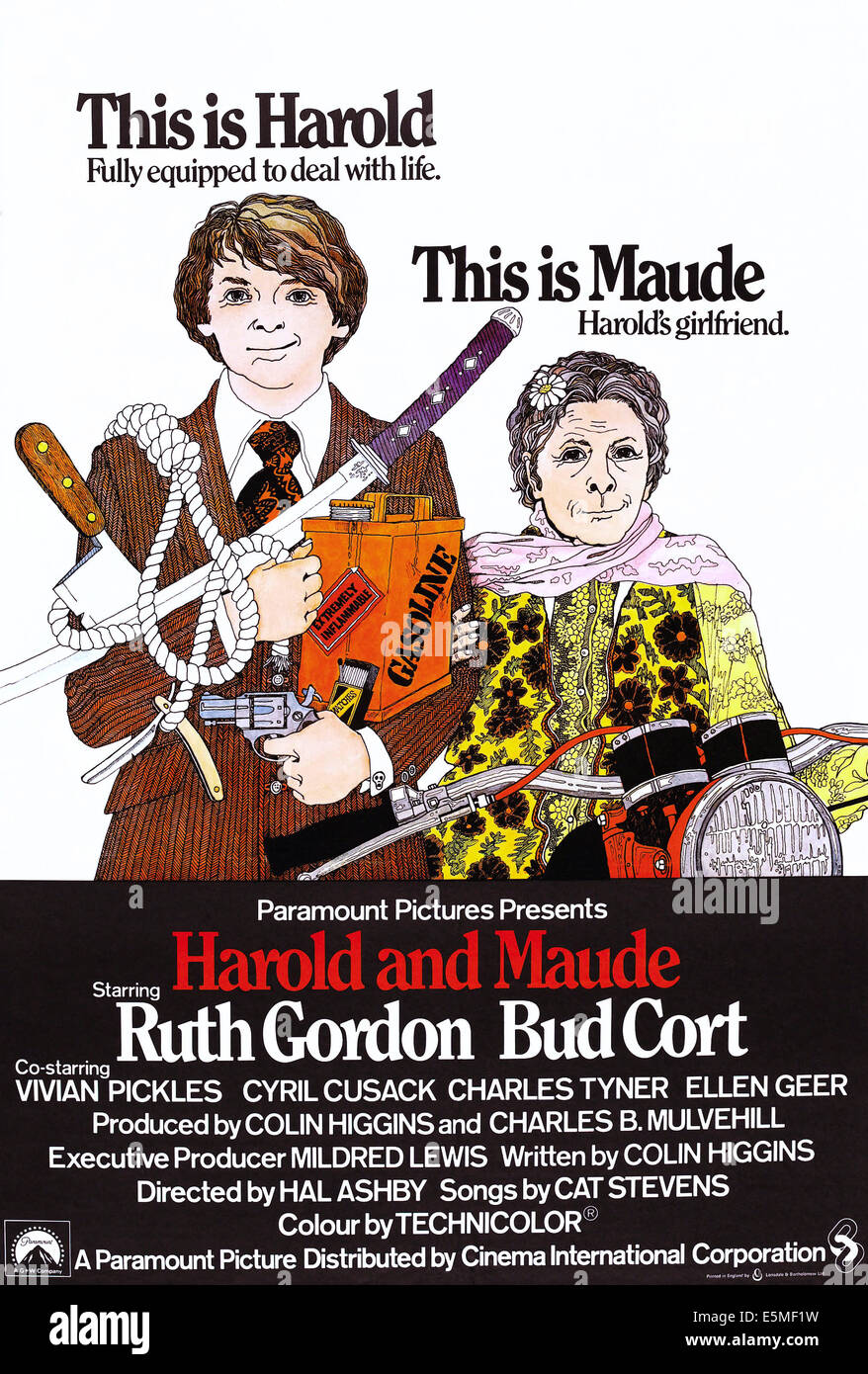 HAROLD AND MAUDE, l-r: Bud Cort, Ruth Gordon on British poster art, 1971 Stock Photo