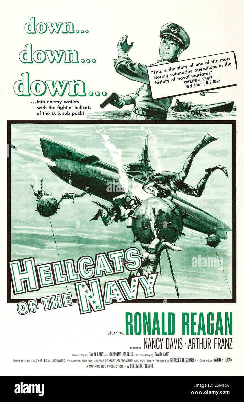 HELLCATS OF THE NAVY, US poster art, Ronald Reagan, (top), 1957 Stock Photo