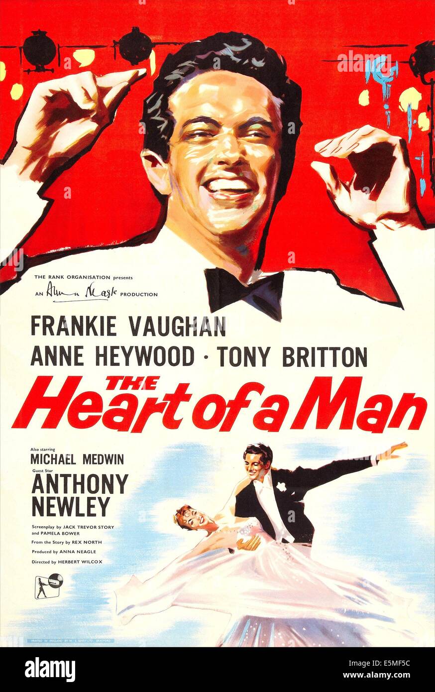 THE HEART OF A MAN, British   poster, Frankie Vaughan, Anne Heywood, 1959 Stock Photo