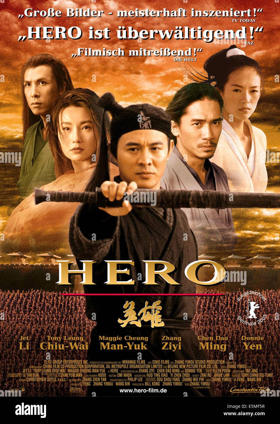 HERO, (aka YING XIONG), Donnie Yen, Maggie Cheung, Jet Li, Tony Leung Chiu Wai, Ziyi Zhang, 2002, (c) Miramax/courtesy Everett Stock Photo