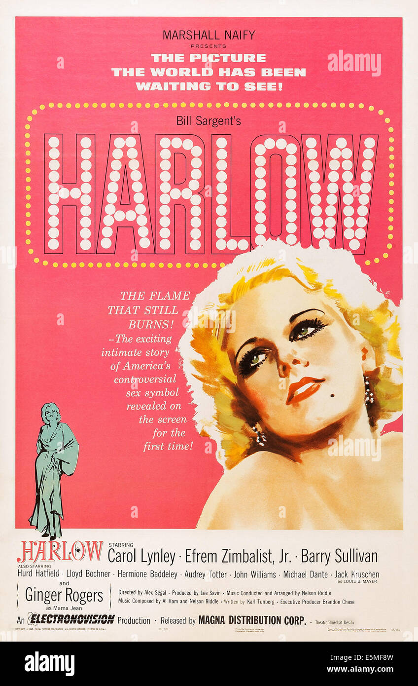 HARLOW, US poster art, Carroll Baker, (as Jean Harlow), 1965 Stock Photo