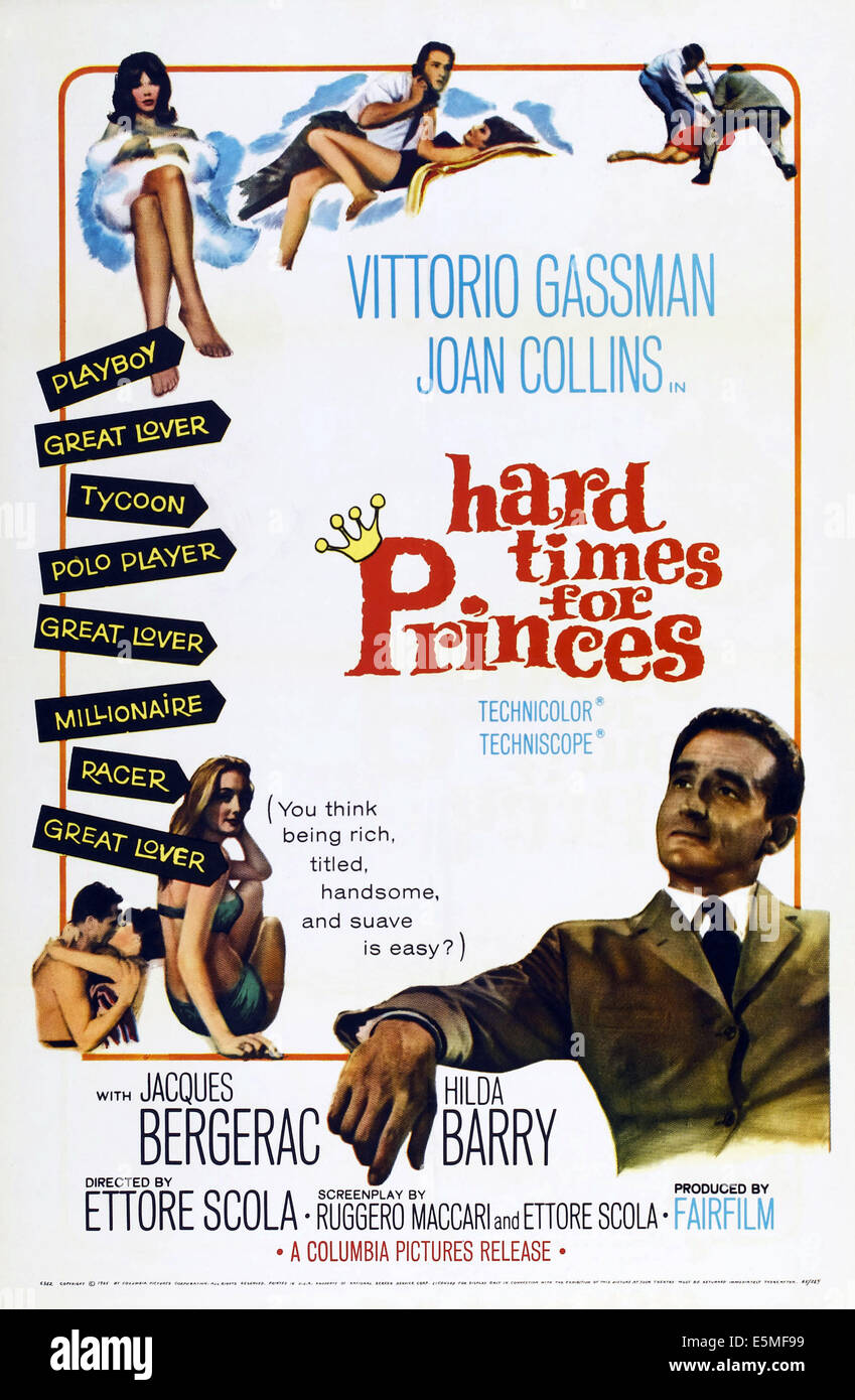 HARD TIMES FOR PRINCES, (aka LA CONGIUNTURA), US poster art, bottom right: Vittorio Gassman, 1964 Stock Photo
