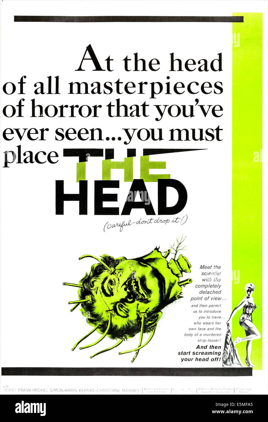 THE HEAD, (aka DIE NACKTE UND DER SATAN), US poster, Horst Frank, (lobbycard), 1959 Stock Photo