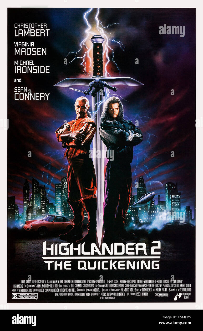 HIGHLANDER II: THE QUICKENING, US poster art, from left: Sean Connery, Christopher Lambert, 1991. ©Interstar/courtesy Everett Stock Photo
