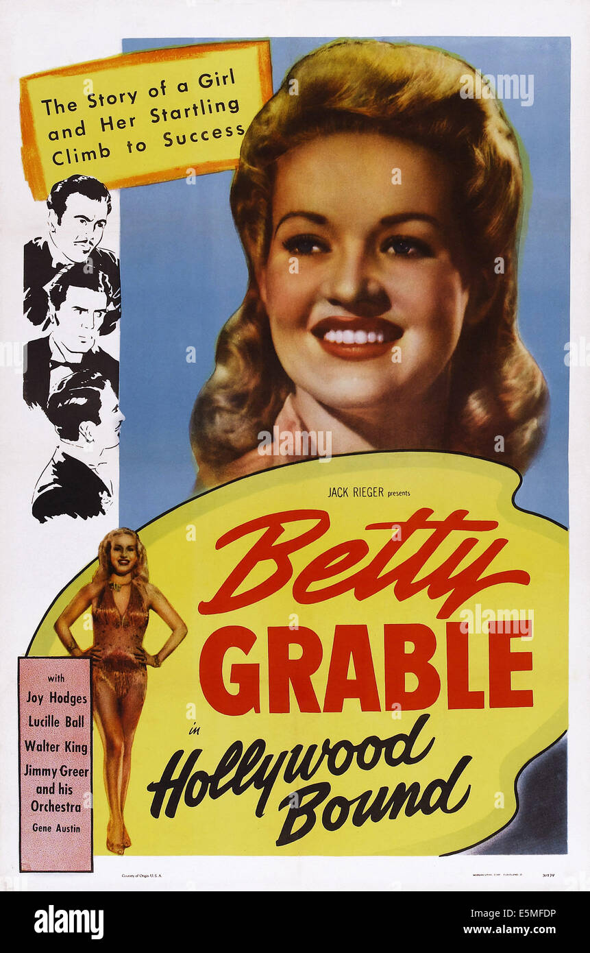 HOLLYWOOD BOUND, Betty Grable on poster art, 1947. Stock Photo