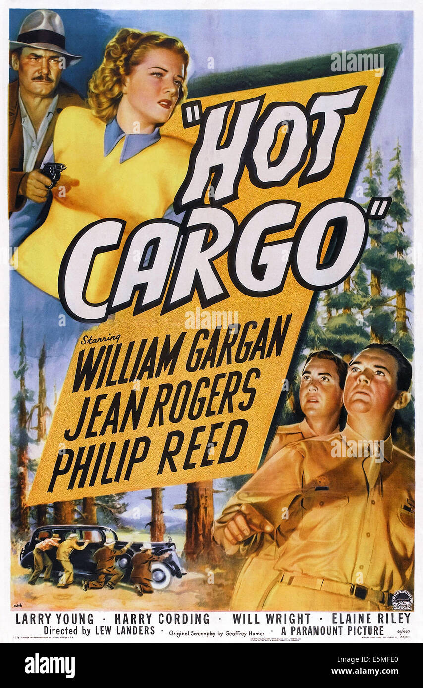 HOT CARGO, from top left: Harry Cording, Jean Rogers,Philip Reed, William Gargan on poster art, 1946 Stock Photo