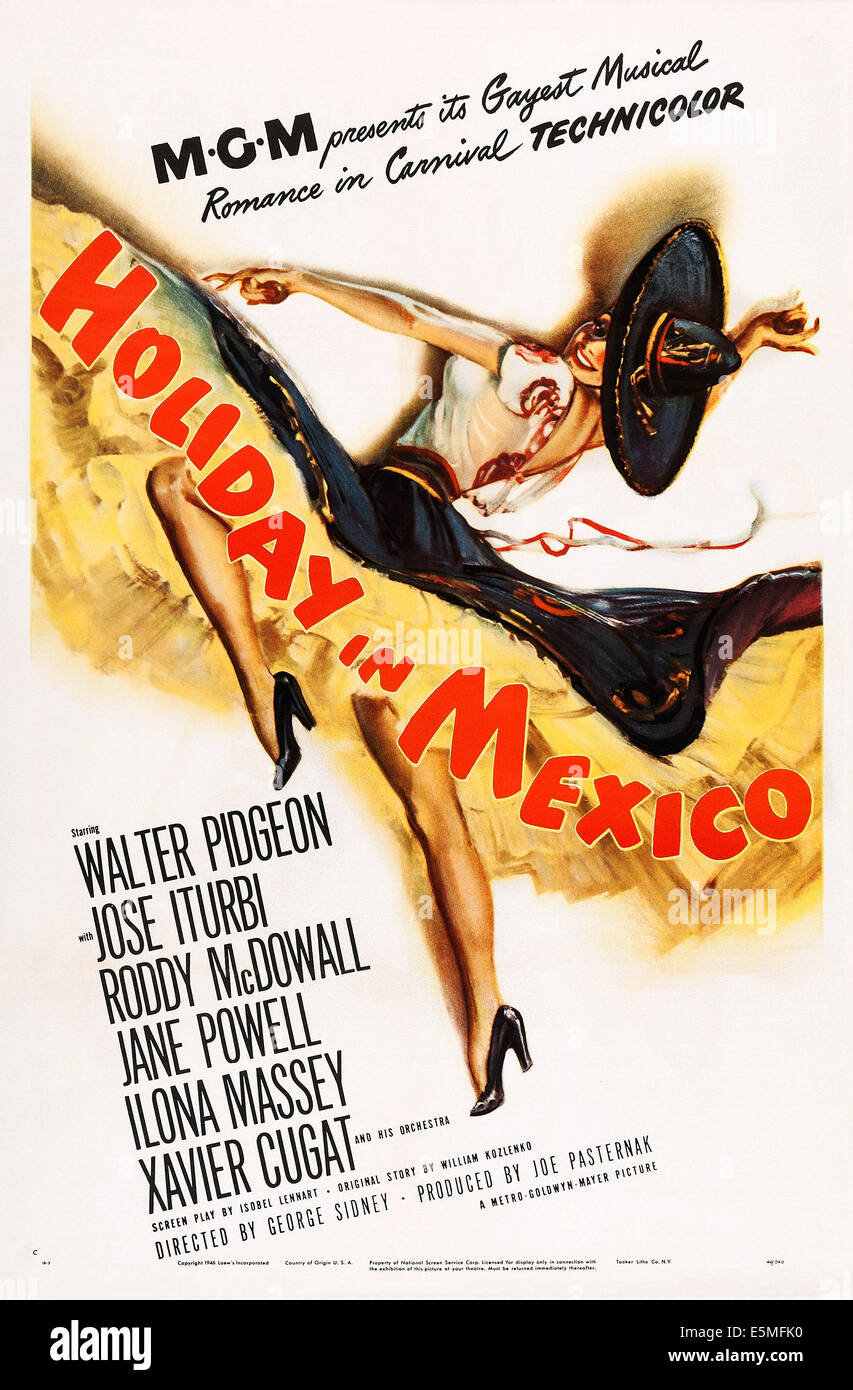 HOLIDAY IN MEXICO, poster art, 1946. Stock Photo