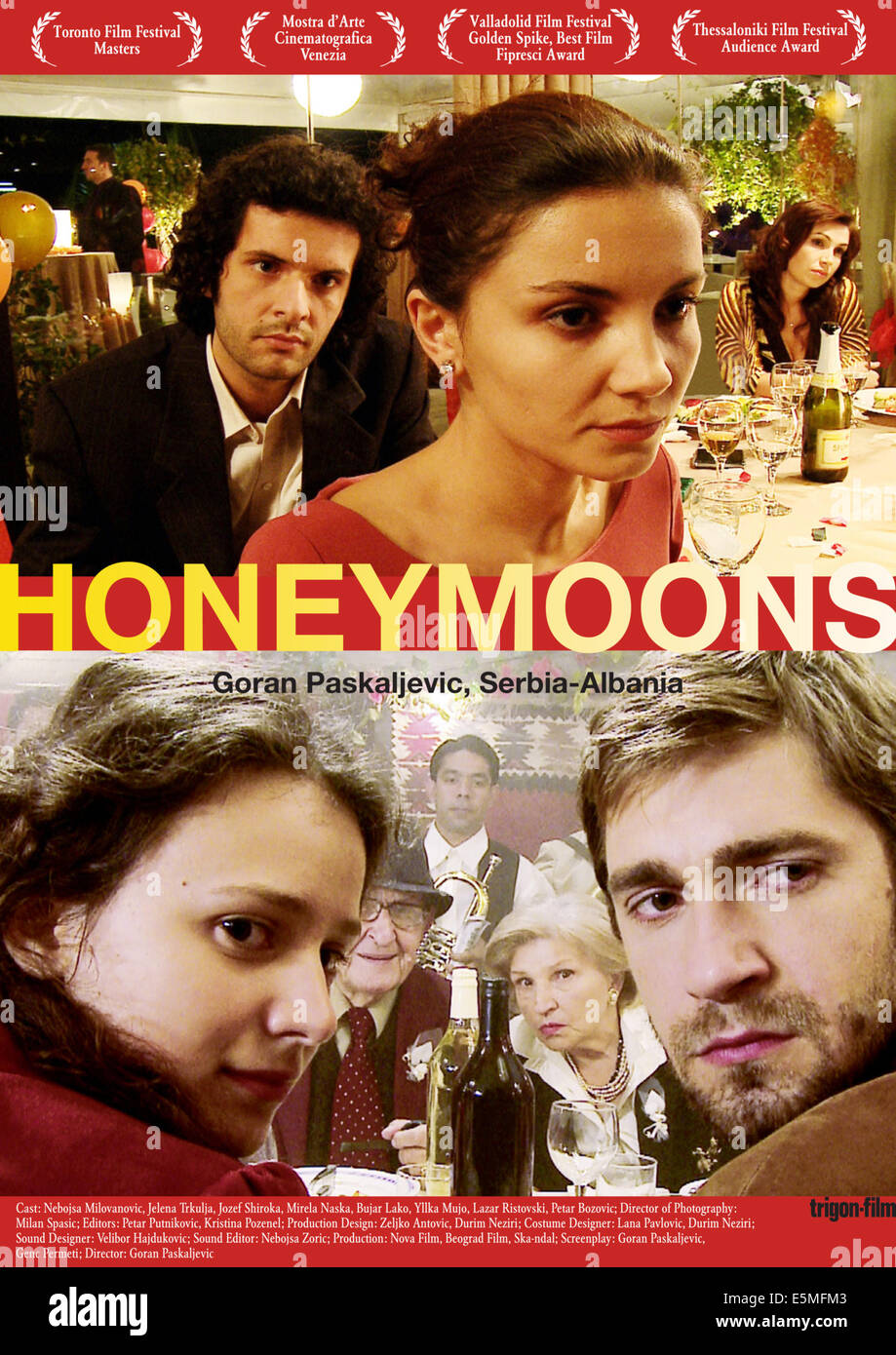 HONEYMOONS, (aka MEDENI MESEC), Swiss poster art, top, front from left: Jozef Siroka, Mirela Naska, bottom, from left: Jelena Stock Photo