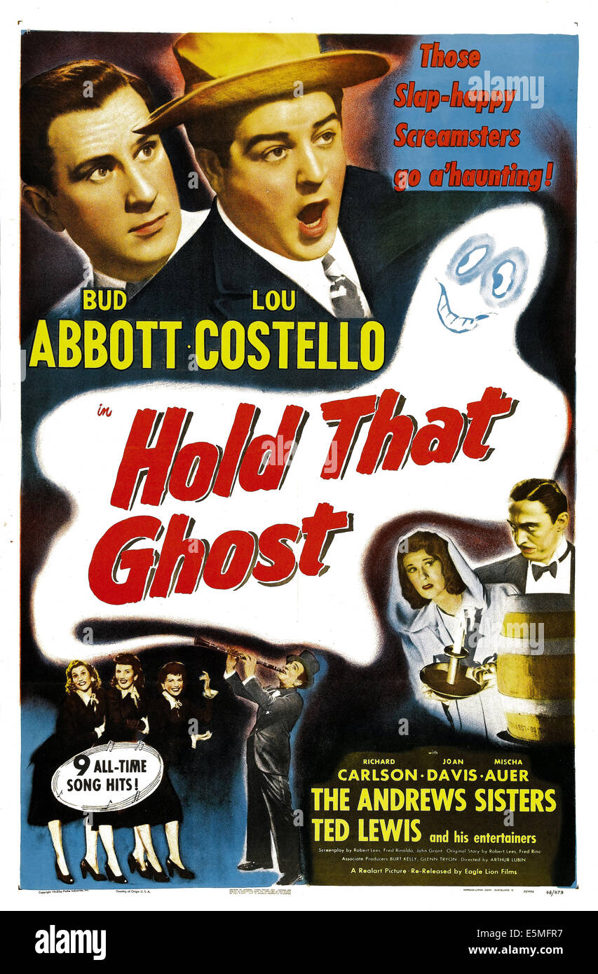 HOLD THAT GHOST, U.S. poster art, top left: Bud Abbott, Lou Costello, (aka Abbott and Costello); bottom left: Patty Andrews, Stock Photo