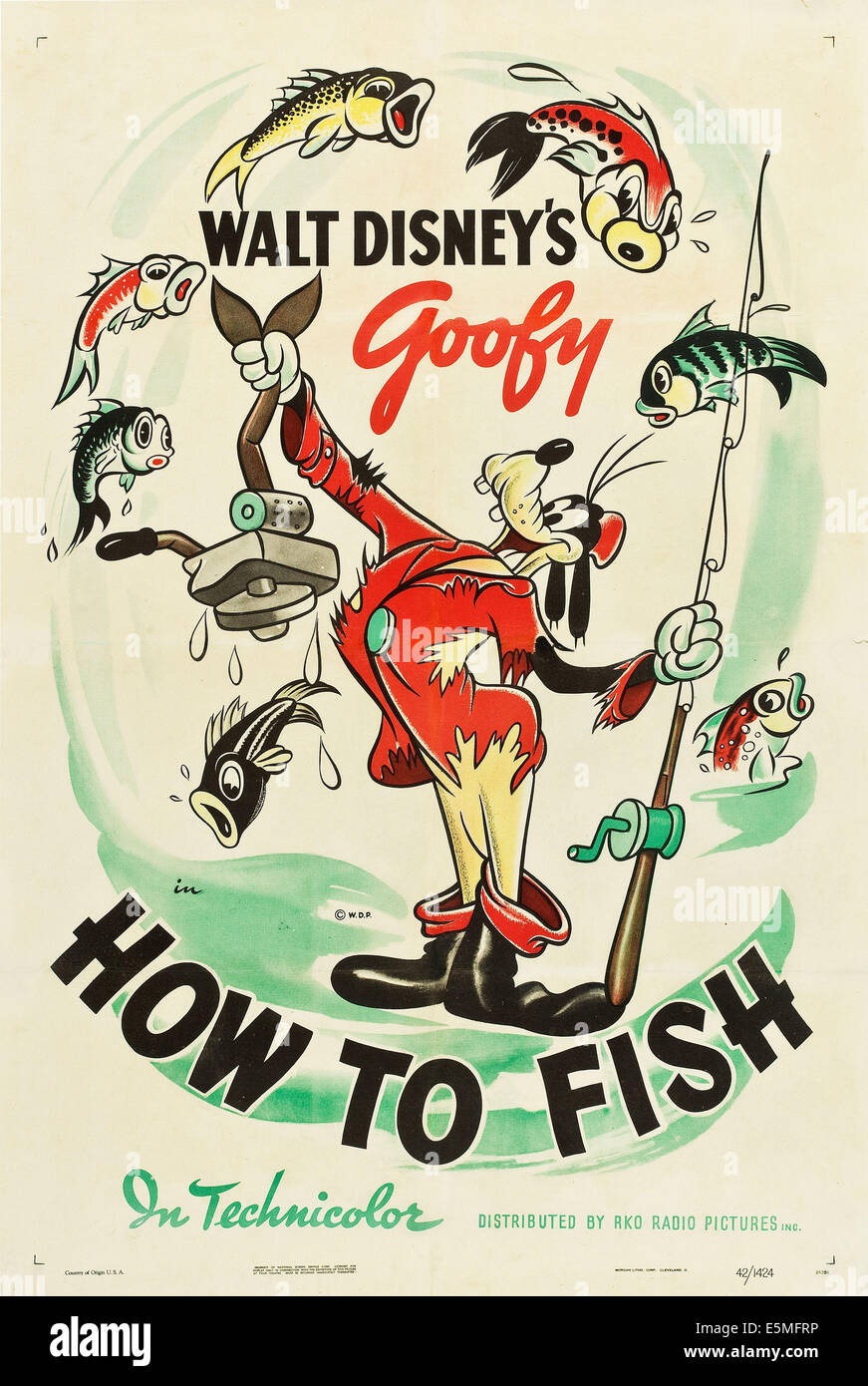 HOW TO FISH, Goofy on US poster art, 1942. Stock Photo