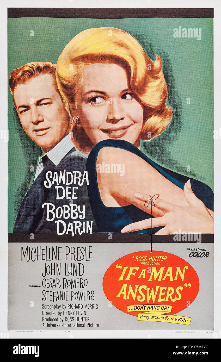 IF A MAN ANSWERS, l-r: Bobby Darin, Sandra Dee on poster art, 1962