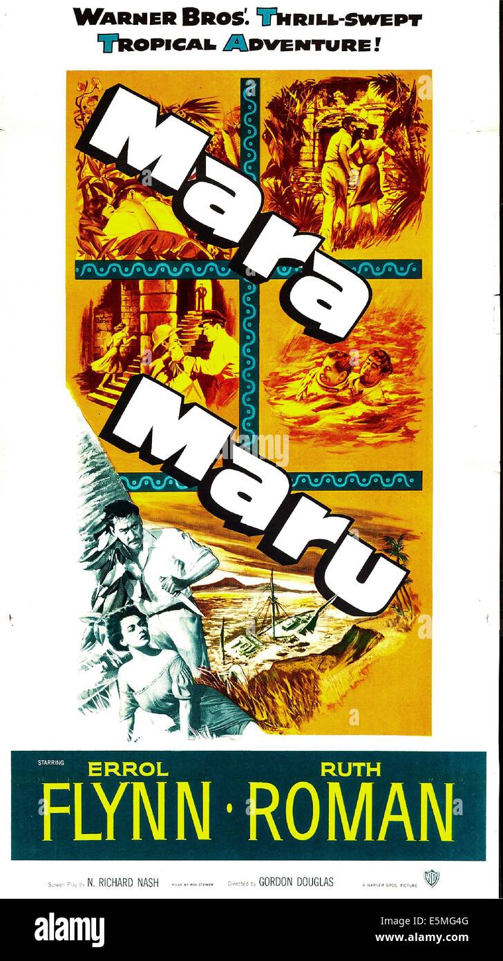 MARA MARU, US poster art, bottom left: Ruth Roman, Errol Flynn, 1952 Stock Photo