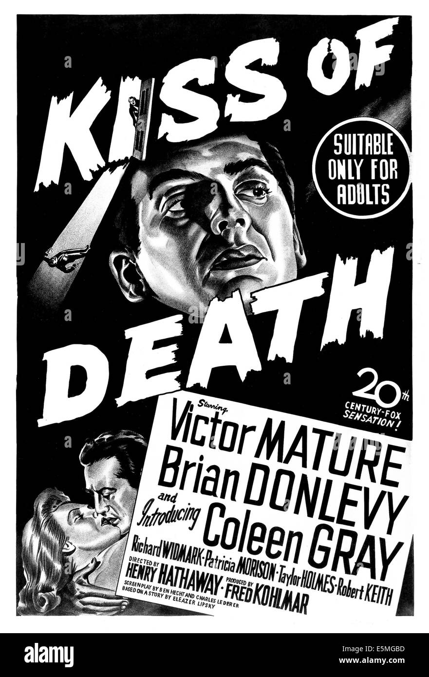 KISS OF DEATH, Coleen Gray, Victor Mature, (Australian  poster art), 1947. TM and Copyright ©20th Century Fox Film Corp. All Stock Photo