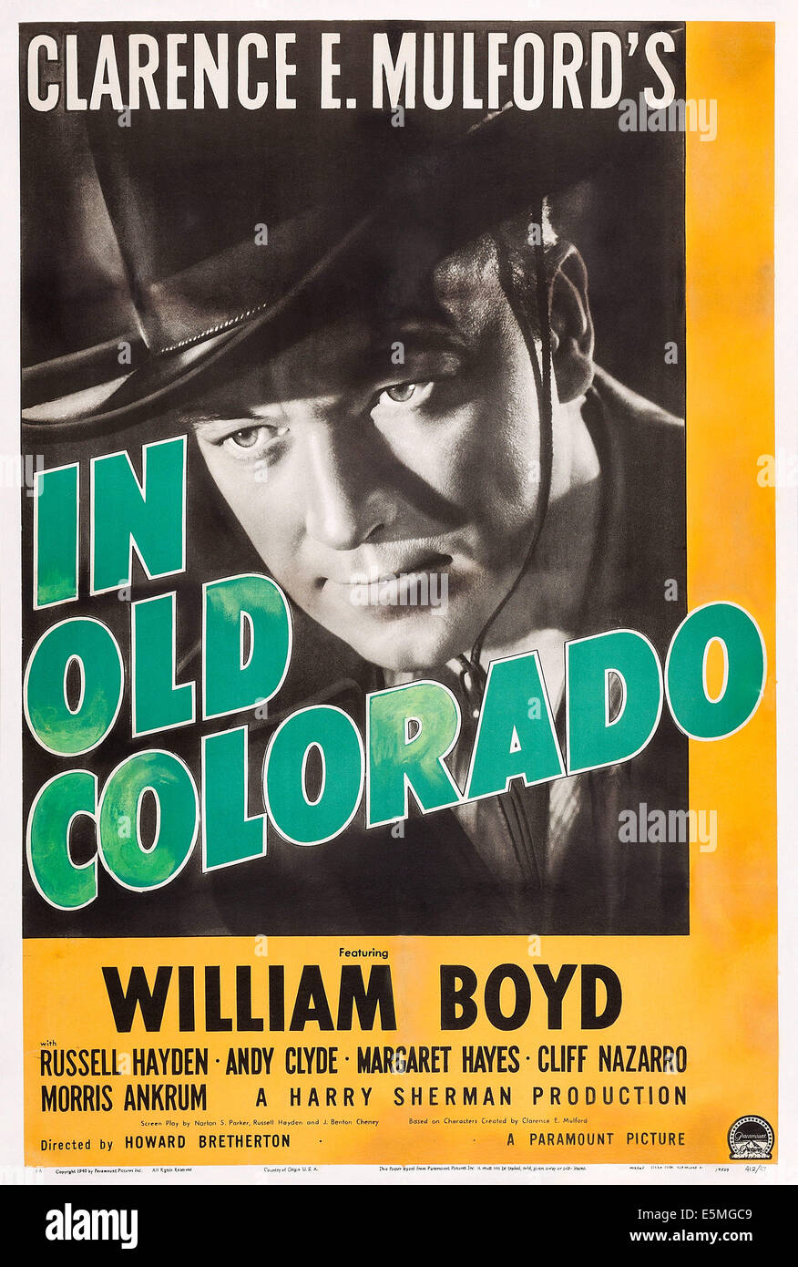 IN OLD COLORADO, William Boyd on poster art, 1941. Stock Photo