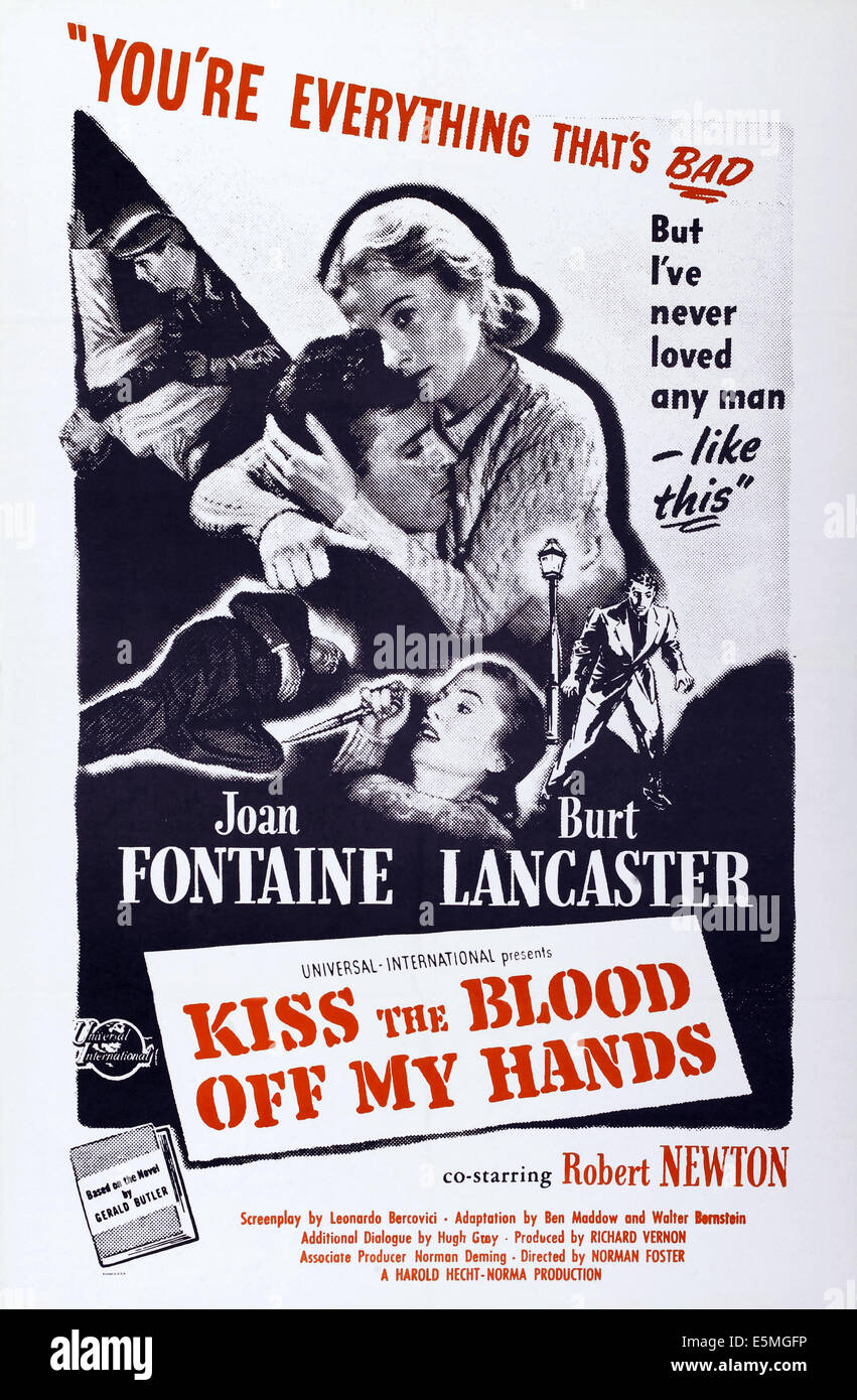 KISS THE BLOOD OFF MY HANDS, US poster art, from left Burt Lancaster