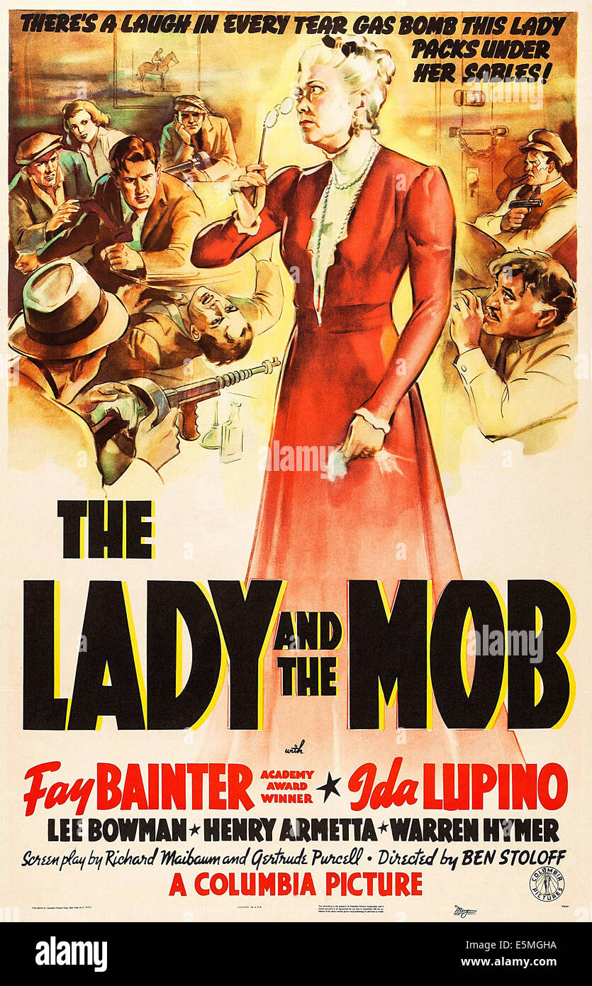 THE LADY AND THE MOB, US poster art, Ida Lupino (top left), Fay Bainter (center in red), Henry Armetta (lower right) Stock Photo