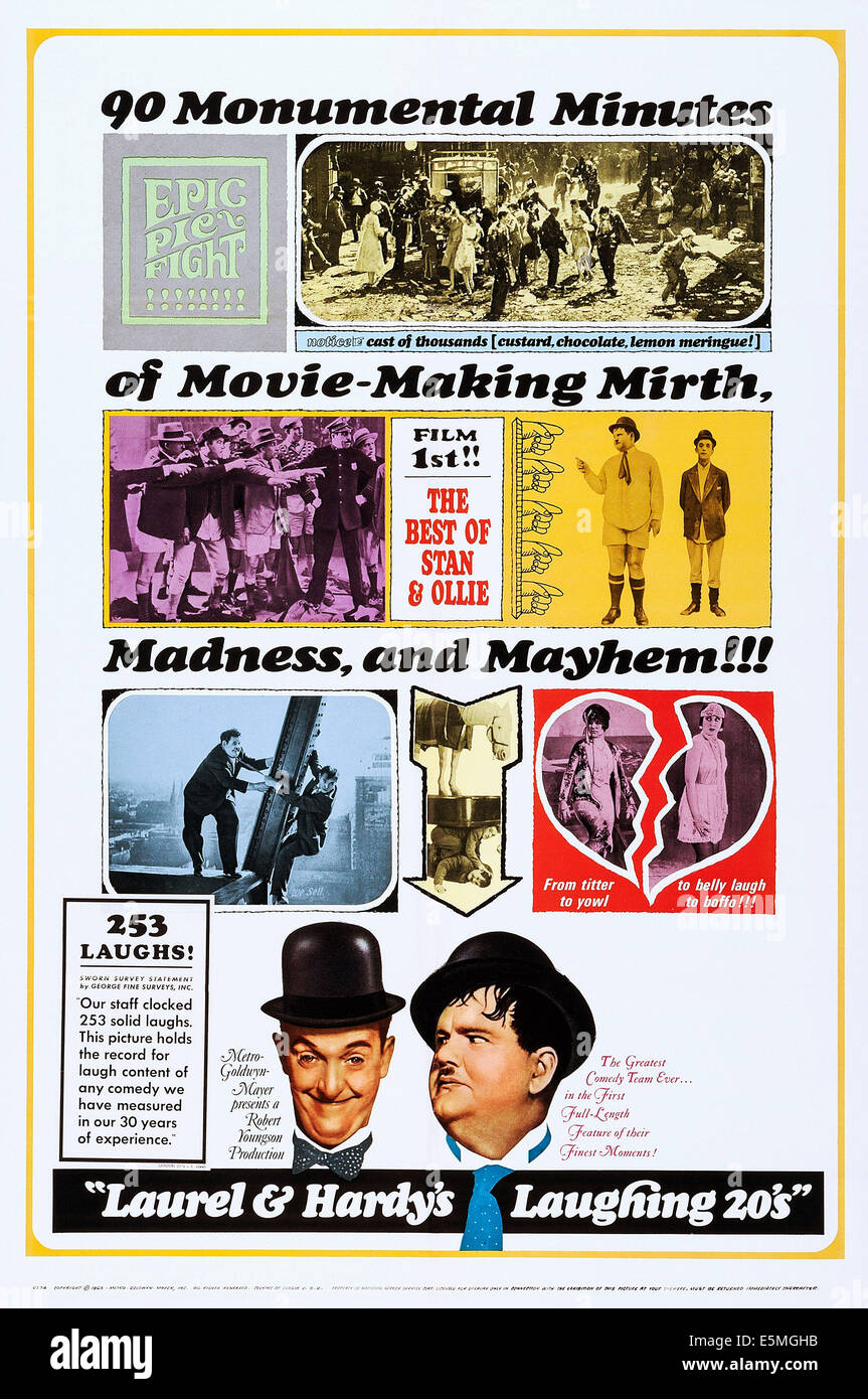 LAUREL AND HARDY'S LAUGHING 20'S, US poster art, bottom from left: Stan Laurel, Oliver Hardy, (aka Laurel & Hardy), 1965 Stock Photo
