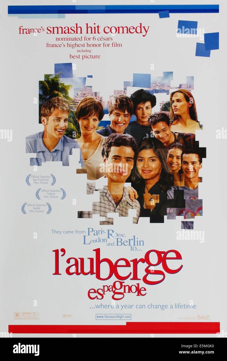 L'AUBERGE ESPAGNOLE, US poster art, clockwise from far left: Kevin Bishop, Kelly Reilly, Christian Pagh, Cecile De France, Stock Photo