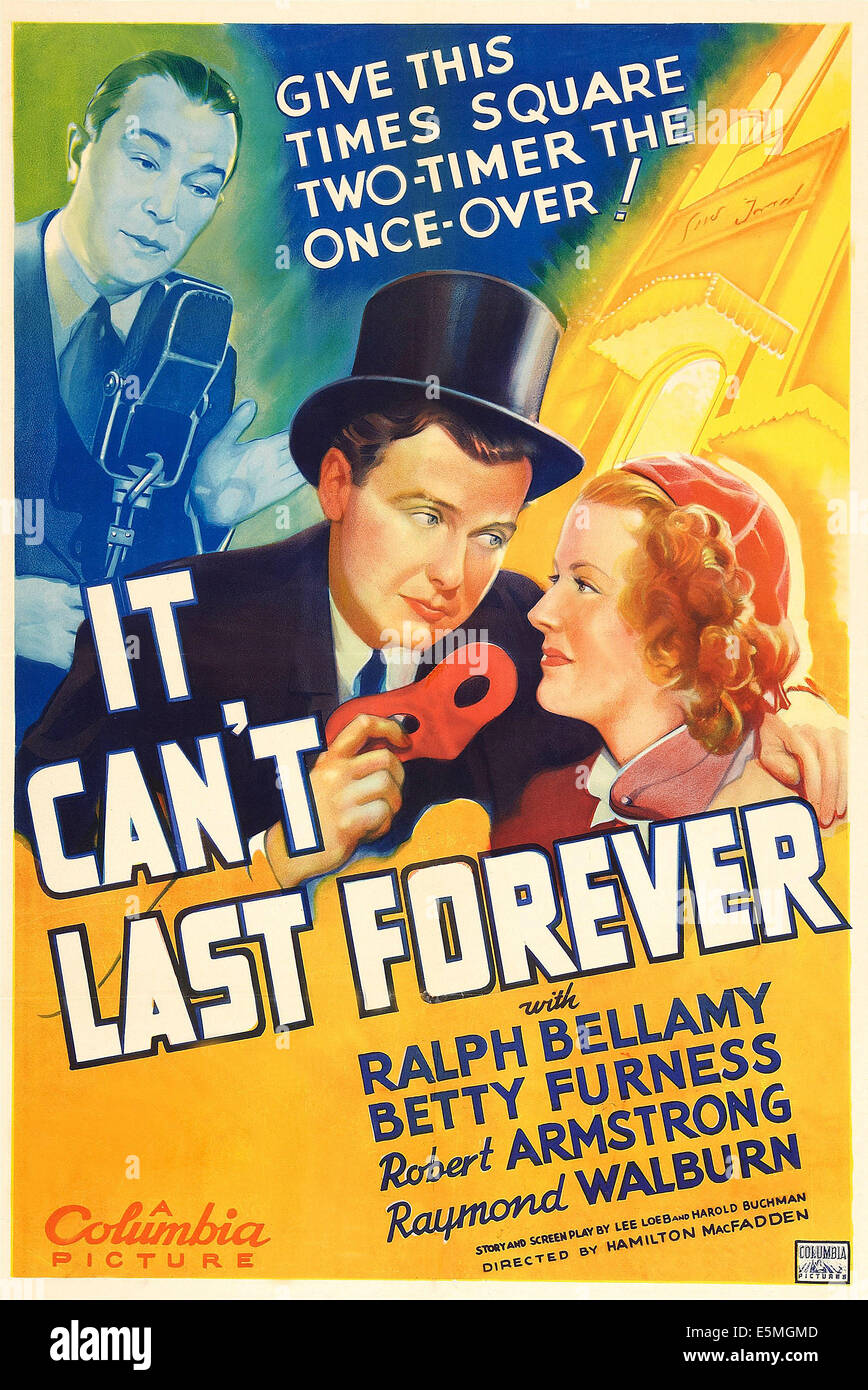IT CAN'T LAST FOREVER, US poster art, from left Robert Armstrong