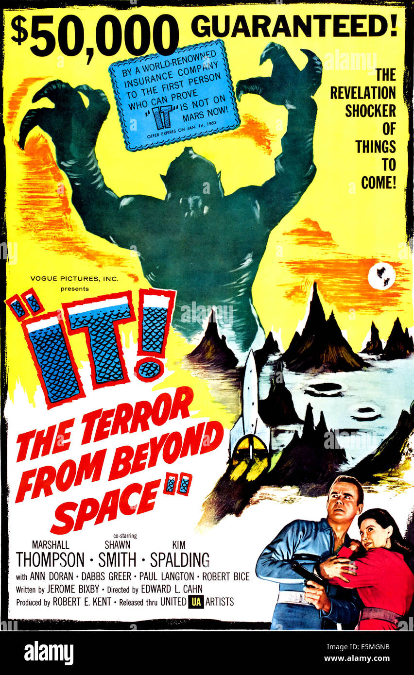 IT! THE TERROR FROM BEYOND SPACE, Ray 'Crash' Corrigan (as the alien monster); lower right, from left to right: Marshall Stock Photo