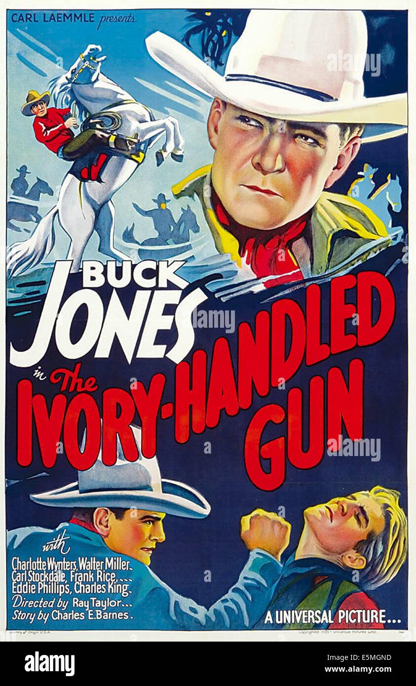 THE IVORY-HANDLED GUN, top and bottom left: Buck Jones, 1935. Stock Photo