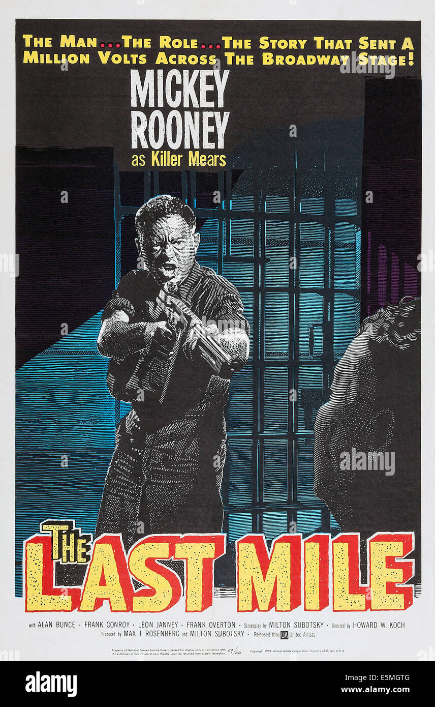 THE LAST MILE, Mickey Rooney on poster art, 1959. Stock Photo